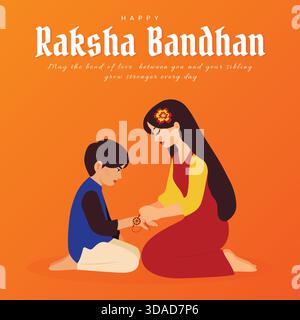 Happy Raksha Bandhan Festival Poster Banner Indian Sibling Love. Stock Vektor