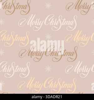 Merry Christmas Vektor elegantes Muster mit handgeschriebenem Text. Neujahrsstruktur für Verpackung, Textilien usw. Stock Vektor