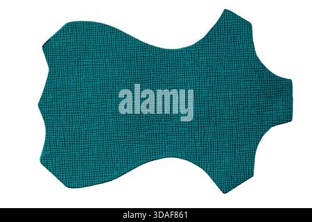 Isoliertes Mustermuster aus blauem Leder mit feiner Webstruktur und organischer Form. Natürlicher Hintergrund für Design-Mockup, Lederaccessoires, Stockfoto