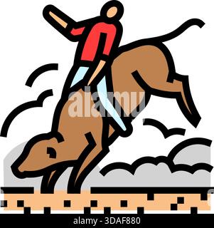 Bullenreiter hält auf einer Hand Farbe Symbol Vektor Illustration Stock Vektor