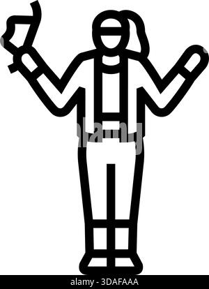 Cowgirl, das eine Hutlinie winkt, Symbol Vektor-Illustration Stock Vektor