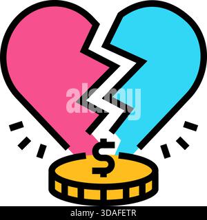 Finanzieller Stress Paar Farbe Symbol Vektor Illustration Stock Vektor