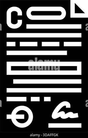 Papiere Glyphen-Symbol-Vektor-Illustration Stock Vektor