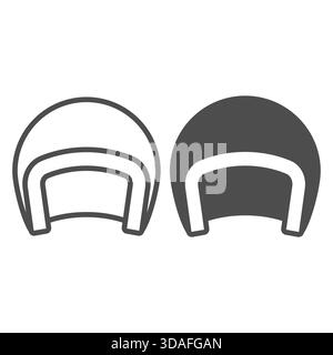 Motorradhelmlinie und Solid Icon, Konzept für Sicherheitskopfbekleidung. Vektorgrafiken. Helm für Kopfschutzschild auf weißem Hintergrund, umrissener Stil Stock Vektor