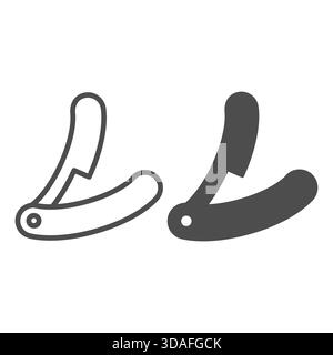 Rasiermesserlinie und solides Symbol, Körperhygiene-Konzept. Vektorgrafiken. Rasierklinge, Rasierschild auf weißem Hintergrund, Symbol für den Stil für Mobilgeräte Stock Vektor