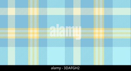 Nahtloses Schottenmuster in Blau und Gelb mit weichen Pastelltönen in einem ausgewogenen geometrischen Design Stock Vektor