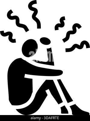 Einsamkeit Autophobie Angst Glyphe Icon Vektor Illustration Stock Vektor