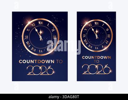 Countdown bis 2026 vertikale Hintergründe für Social Media Posts, Storys, E-Mail-Vertriebsmarketing – moderne Vektorillustration mit klassischem Gold Stock Vektor
