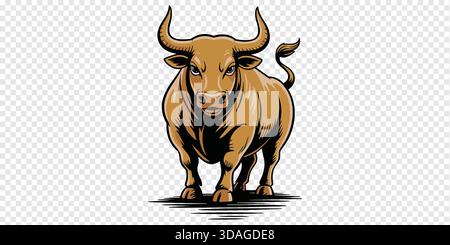 Cartoon Stier Vektor-Illustration auf transparentem Hintergrund, Logo-Stil-Design Stock Vektor