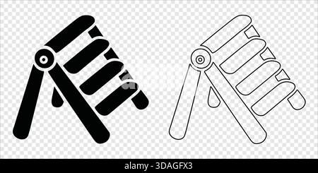 Klapphocker mit Klappsitz und dreieckiger Form Silhouette und Outline Stock Vektor