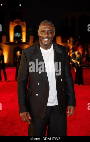 Dschidda, Saudi-Arabien. Dezember 2025. Der englische Schauspieler Idris Elba besucht am 10. Dezember 2025 eine Filmvorführung im Rahmen der 5. Ausgabe des Roten Meeres-Filmfestivals in Dschiddah, Saudi-Arabien. Foto: Balkis Press/ABACAPRESS.COM Credit: Abaca Press/Alamy Live News Stockfoto