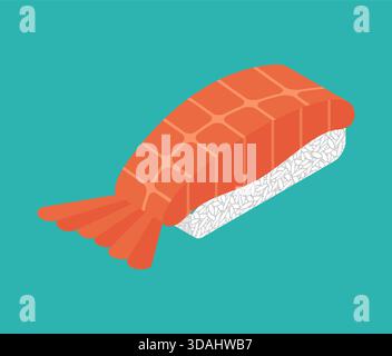 Shrimp Nigiri Sushi Stück. Einfaches Symbol für Speisen, Restaurants und asiatische Küche. Stock Vektor