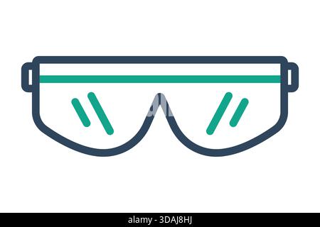 Symbol für Schutzbrillen. Liniensymbolstil. Symbol für das Tragen eines Augenschutzes. Vektorillustration für Arbeitsschutzelemente Stock Vektor