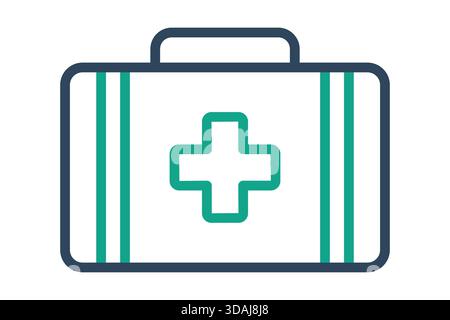 Symbol für Verbandskasten. Liniensymbolstil. Symbol für erste-Hilfe-Station. Vektorillustration für Arbeitsschutzelemente Stock Vektor