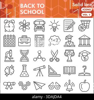 Back to School Symbole Sammlung oder Skizzen. Themensymbole für Studien in linearen Zeichen für Web und App. Vektorgrafiken isoliert auf weißem Backgr Stock Vektor