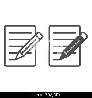 Papier mit Bleistiftlinie und durchgehendem Symbol, Back-to-School-Konzept. Vektorgrafiken. Hinweisschild auf weißem Hintergrund, Symbol für Umrissstil für Mobilgeräte oder Web d Stock Vektor
