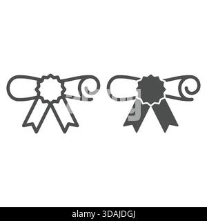 Unterschriebene Papierlinie und ausgefülltes Symbol, Wissenskonzept. Vektorgrafiken. Papierschild auf weißem Hintergrund, Symbol für Umrissstil für Mobilgeräte Stock Vektor