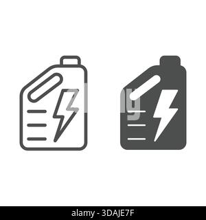 Benzinkanisterlinie und Symbol, Konzept für den Tankzyklus. Vektorgrafiken. Schild für Autoölbehälter auf weißem Hintergrund, Umrisssymbol für Mo Stock Vektor