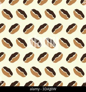 Kaffeebohnen abstraktes nahtloses Muster. Nahtloses Hintergrundmuster für Kaffeebohnen. Nahtloses Kaffeebohnen-Muster zum Verpacken Stock Vektor