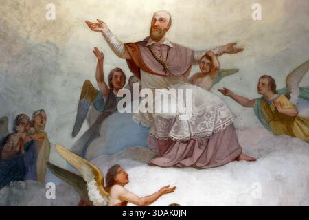 St. Agatha Kirche. Der heilige Francis de Sales Gründer der Besuchsgemeinde. Rumilly. Frankreich. Stockfoto