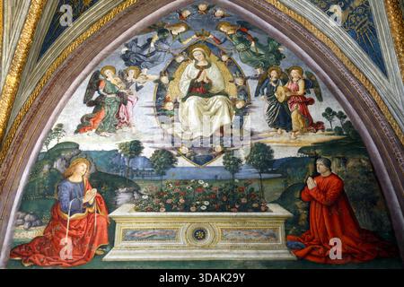 Vatikanische Museen. Der Raum der Mysterien. Fresko von Pintoricchio ( 1452 - 1513 ). Die Himmelfahrt der Jungfrau. Stockfoto