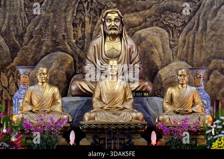 Truc Lam Chanh Giac Zen Kloster. Bodhidharma war ein buddhistischer Mönch aus dem 5. Oder 6. Jahrhundert, der traditionell als Begründer des Chan Buddhismus (Zen) in bezeichnet wurde Stockfoto