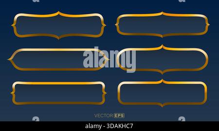 Eleganter goldener Luxusrahmen auf dunklem Hintergrund, ideal für Zertifikate, Etiketten oder dekorativen Text. Vektorabbildung Stock Vektor