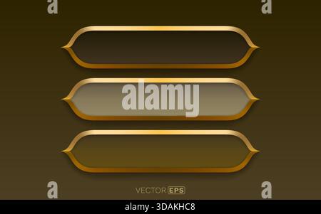 Elegante goldene Arabesken-Rahmen für Banner auf dunklem Hintergrund. Vektorabbildung. Stock Vektor