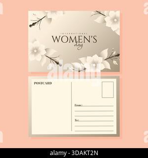 Internationaler Frauentag Postkartenvorlage Elegantes Blumendesign. Stock Vektor