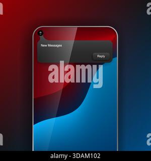 Ein elegantes Smartphone-Interface mit dynamischer Benachrichtigungsblase im Inselstil mit einer Benachrichtigungs- und Antworttaste Stock Vektor