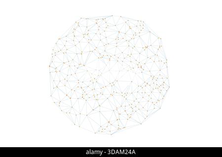 Abstrakte Plexuskugel oder Kreis. Punkte, die durch Linien verbunden sind. Abstrakter Technologiehintergrund. Minimalistischer Mesh-Hintergrund. Abstrakte polygonale Form. Stock Vektor