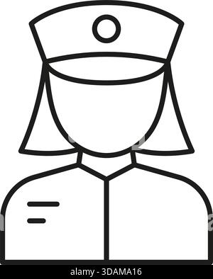 Symbol Für Die Avatarlinie Der Krankenschwester. Symbol Für Medizinisches Fachpersonal, Medizinisches Personal Und Pflegedienst. Darstellung Von Krankenhaus Und Patientenversorgung. Bearbeitbar Stock Vektor