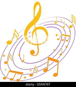 Musiknoten Welle, Kurve musikalische Zeichen, Schallwellenlinie Symbol, akustische Komposition, Musiknote, Musiksound, musikalische Wellen Farbe Stock Vektor