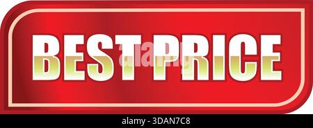 Symbol für Bestpreisangebot, Symbol für Verkaufskennzeichnung, Roter Tag für den Verkauf, Band für Verkaufskennzeichnung, Preisangebot, Aufkleber für Bestpreiswert Stock Vektor