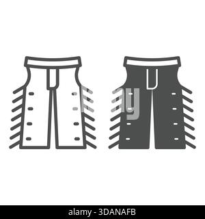 Cowboyhosen-Linie und festes Symbol, West-Wüstenkleidung-Konzept. Vektorgrafiken. Amerikanisches Jeans-Zeichen auf weißem Hintergrund, umrissene Style-Ikone für Mobilgeräte Stock Vektor