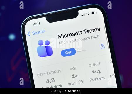 Neu Delhi, Indien 11. Jägerjahre 2026:- Microsoft Teams App am Telefon Stockfoto