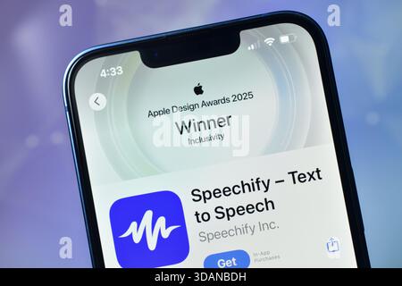 New Delhi, Indien 11 Jägerjahre 2026:- Speechify App on Smartphone Stockfoto