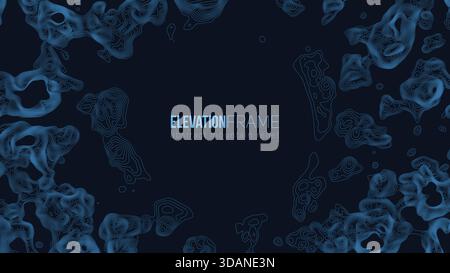 Abstrakte Kontur Gebirgskarte. Abstrakte topographische Minimalrelief-Karte. Vektorraster der Geländekontur mit einer zentralen Stelle für Text. Stock Vektor