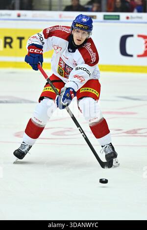 Liberec, Tschechische Republik. Dezember 2025. Jakub Krejcik aus Tschechien im Einsatz während der Swiss Hockey Games, Teil der Euro Hockey Tour Serie, spielte Tschechische Republik gegen Finnland am 11. Dezember 2025 in Liberec, Tschechische Republik. Quelle: Radek Petrasek/CTK Photo/Alamy Live News Stockfoto