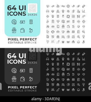 Die Symbole der Spendenzeile sind für den Hell- und Dunkelmodus eingestellt Stock Vektor