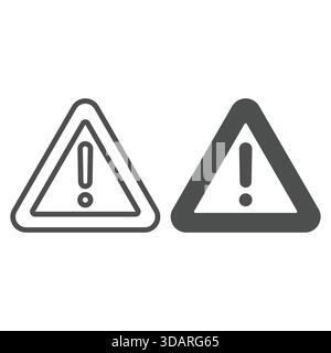 Warnaufkleberlinie und durchgehendes Symbol, Notfallkonzept. Vektorgrafiken. Stop Danger Dreieck-Siegelschild auf weißem Hintergrund, Umrissstil ico Stock Vektor