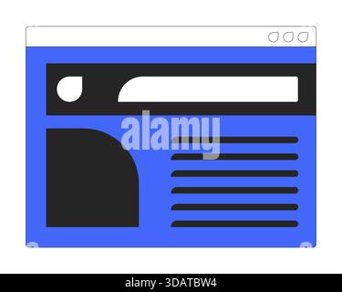 Blaue Weboberfläche mit auffälligen schwarzen Elementen 2D-Zeichentrickobjekten Stock Vektor