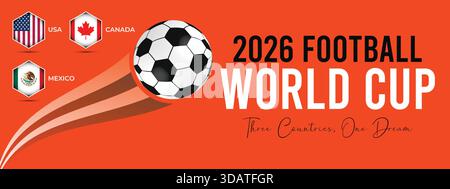 Rot-Orangefarbenes Banner Für Die Fußball-Weltmeisterschaft 2026 Stock Vektor