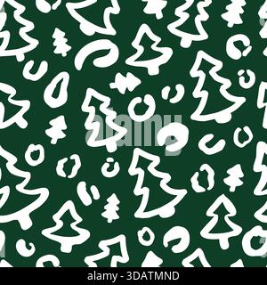 Nahtloses Weihnachtsmuster mit Leopardenmuster. Trendiges Tiermuster aus Weihnachtsbäumen. Vektorhintergrund für Stoff, Textil, Tapete, Geschenkpapier, scr Stock Vektor