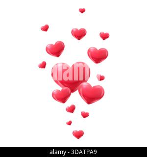 3D-fliegende, schwebende rote Herzen Stock Vektor