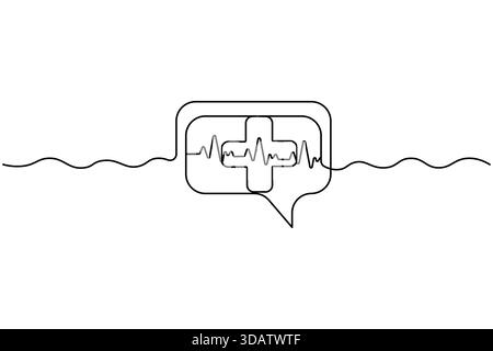 Medizinische Schild kontinuierliche eine Linie Zeichnung minimalistischer weißer Hintergrund Vektor Illustration Stock Vektor