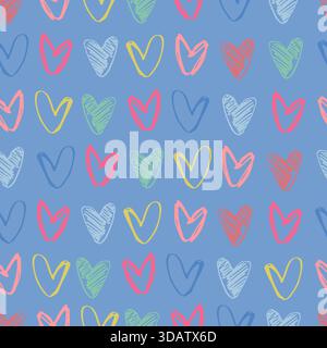 Nahtloses Muster mit handgezeichneten Herzen in den Farbkombinationen Weihnachten und Valentinstag Stock Vektor