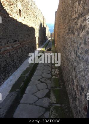 Antike Ruinen von Pompeji in Süditalien, die Straßen, Häuser und öffentliche Plätze erhalten haben, die durch den Ausbruch des Vesuvs im Jahr 79 begraben wurden und heute am 30. Oktober 2016 als eine der bedeutendsten archäologischen Stätten der Welt gelten Stockfoto