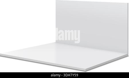 3D-Standmodell in realistischem Stil. Leere Wandraum-Vektorillustration auf isoliertem Hintergrund. Ausstellungsraum-Schild-Business-Konzept. Stock Vektor
