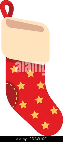Ein roter Strumpf mit weißem Futter und Sternen drauf Stock Vektor